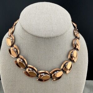Vintage Renoir Necklace Copper Signed 14"